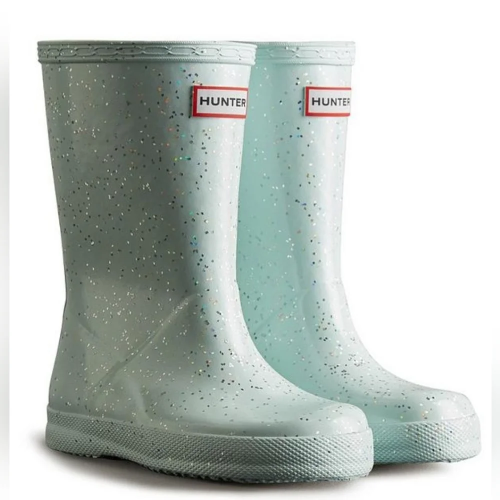 Hunter Glentle Blue Glitter Rain Boots UK6 US 7